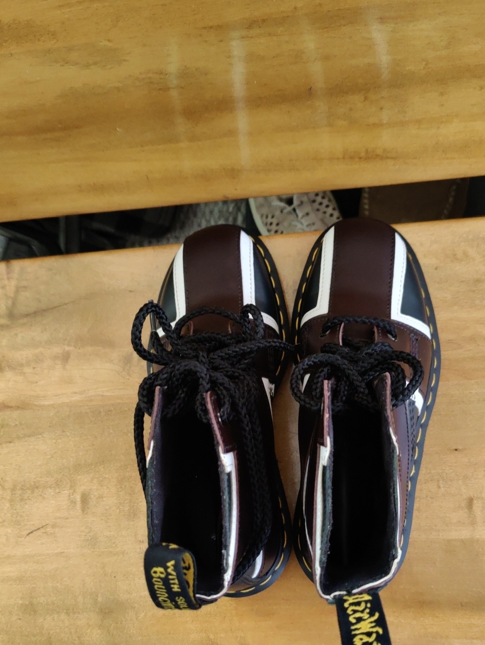 Dr. Marten 1460 Pascal Brit Navy Like New Condition Oxblood & White Ladies Size7 - Picture 6 of 13